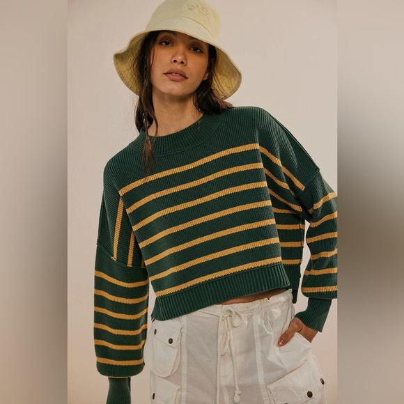 Free People Easy Street Crop Pullover Green Women’s Size XLarge - Picture 1 of 6
